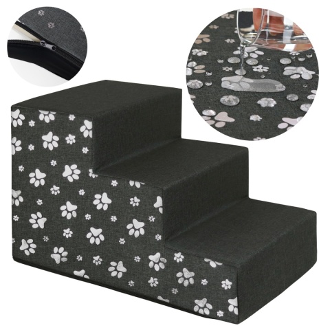 Schody Dla Psa DOGGURU HOP 3 stopnie - 50x30x30 cm - Srebrne Łapki