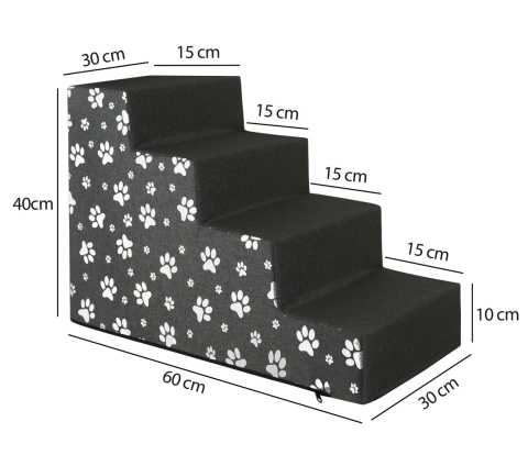 Schody Dla Psa DOGGURU HOP 4 stopnie - 60x30x40 cm - Srebrne Łapki