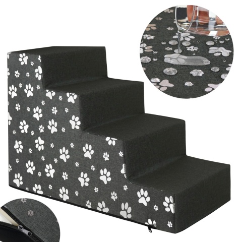 Schody Dla Psa DOGGURU HOP 4 stopnie - 60x30x40 cm - Srebrne Łapki