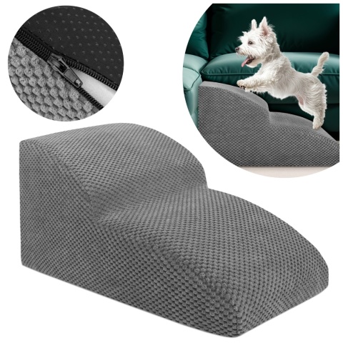 Schody Dla Psa DOGGURU HOP 2 stopnie - 50x30x30 cm - Szary