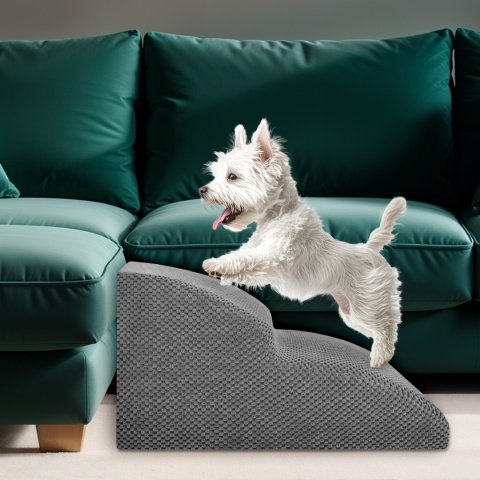 Schody Dla Psa DOGGURU HOP 2 stopnie - 50x30x30 cm - Szary