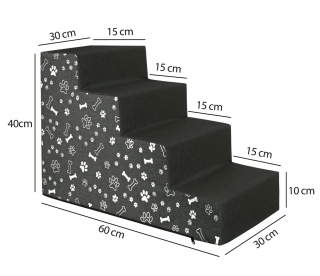 Schody Dla Psa DOGGURU HOP 4 stopnie - 60x30x40 cm - Ciemny Szary
