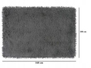Koc Dwustronny Dla Dużego Psa 160x100 cm włochaty shaggy + baranek szary