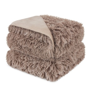 Koc Dwustronny Dla Psa/Kota 100x80 cm + Poduszka Velvet 30x25cm włochaty shaggy beżowy