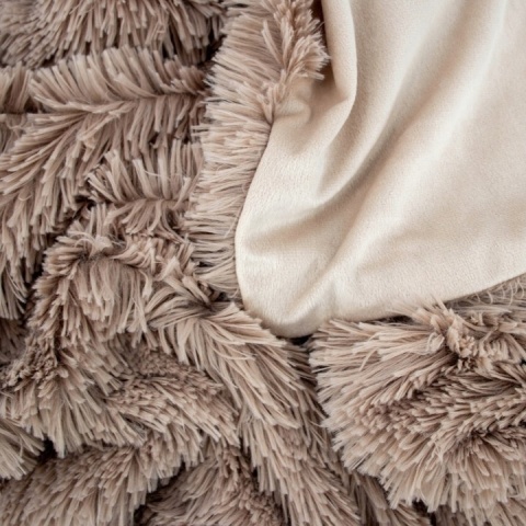 Koc Dwustronny Dla Psa/Kota 100x80 cm + Poduszka Velvet 30x25cm włochaty shaggy beżowy
