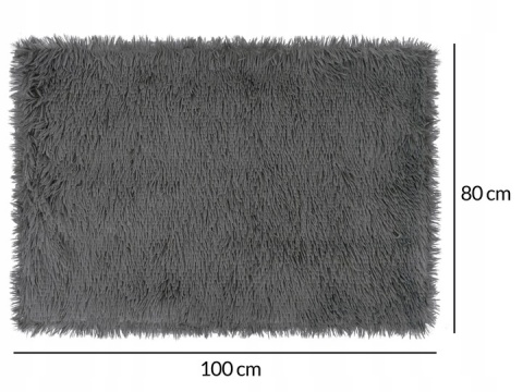 Koc Dwustronny Dla Psa/Kota 100x80 cm włochaty shaggy + baranek szary