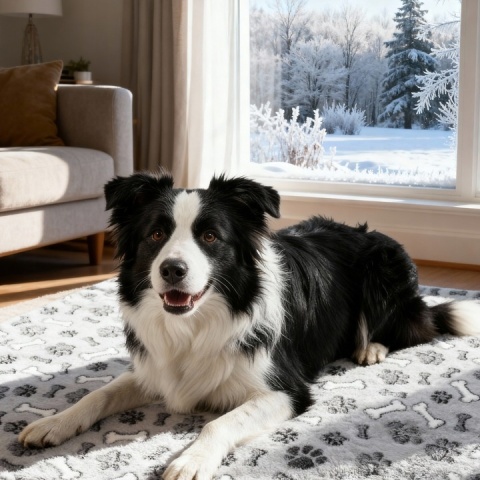 Mata Termoizolacyjna Ciepła Dla Psa 100x70cm Legowisko Grzewcze Polar XL Kostki i Łapki