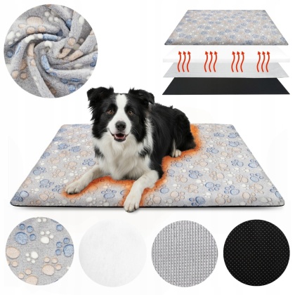 Mata Termoizolacyjna Ciepła Dla Psa 100x70cm Legowisko Grzewcze Polar XL Łapki