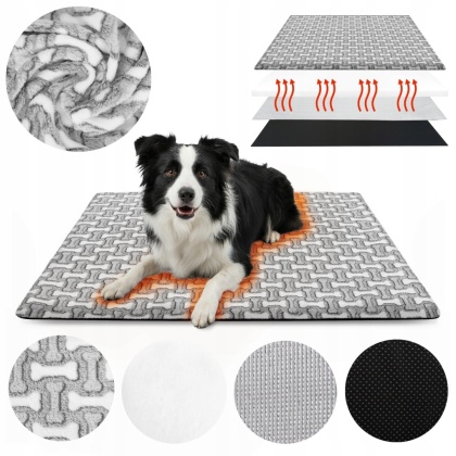 Mata Termoizolacyjna Ciepła Dla Psa 100x70cm Legowisko Grzewcze Polar XL Kostki