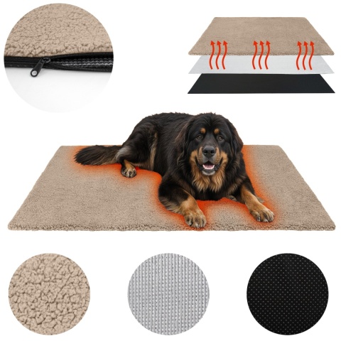 Mata Termoizolacyjna Dla Dużego Psa 130x100cm Legowisko grzewcze baranek ciepły XXL
