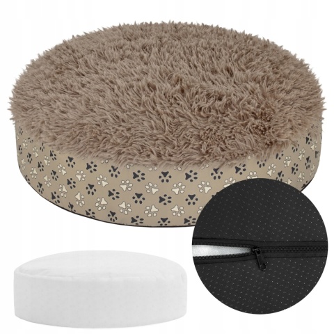 Okrągłe legowisko Dla Psa Włochate Bezpieczne Antystresowe 65 cm
