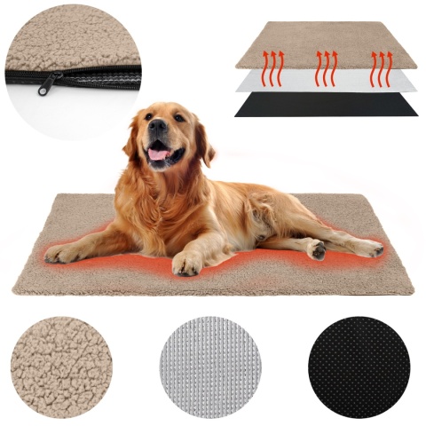 Mata Termoizolacyjna Dla Dużego Psa 100x70cm Legowisko grzewcze baranek ciepły XL