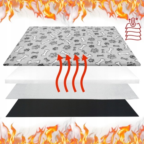 Mata Termoizolacyjna Ciepła Dla Psa/Kota 70x50cm Legowisko Grzewcze Polar L Łapki i Kostki