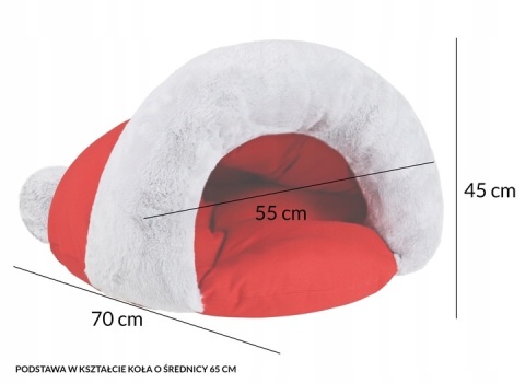 Miękka Świateczna Budka Domek Dla Kota Psa Ciepłe Czapka Mikołaja Zimowe 70 CM