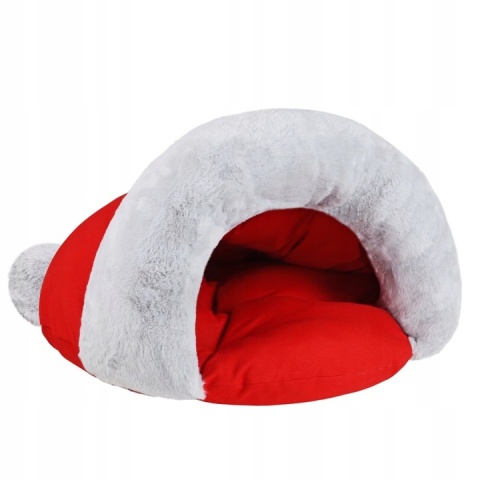 Miękka Świateczna Budka Domek Dla Kota Psa Ciepłe Czapka Mikołaja Zimowe 70 CM