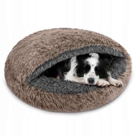 Okrągłe legowisko Śpiwór Dla Psa Włochate Bezpieczne Antystresowe 70 cm