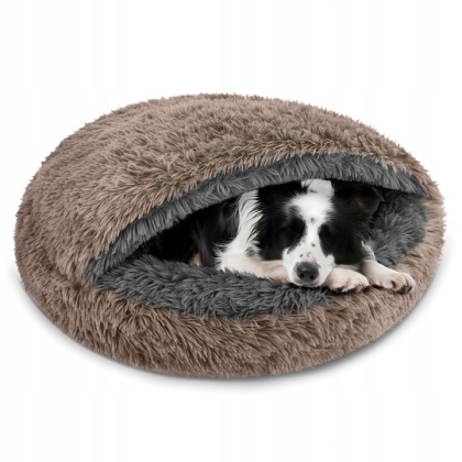 Okrągłe legowisko Śpiwór Dla Psa Włochate Bezpieczne Antystresowe 80 cm