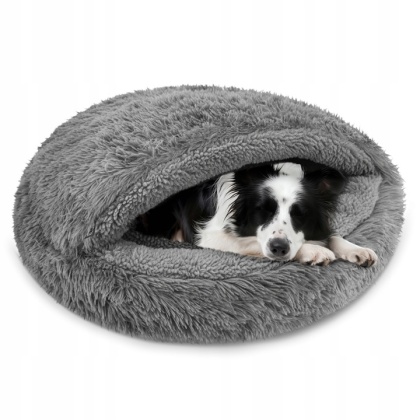 Okrągłe legowisko Śpiwór Dla Psa Włochate Bezpieczne Antystresowe 80 cm