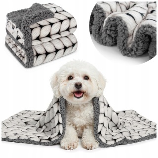 Polarowy koc dla psa kota 100x70cm miękki do legowiska z barankiem