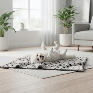 Polarowy koc dla psa kota 100x70cm miękki do legowiska z barankiem