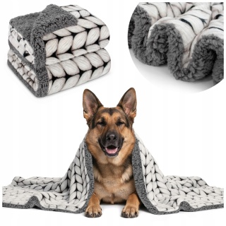 Polarowy koc dla dużego psa 100x150cm miękki do legowiska z barankiem