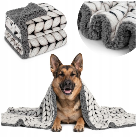 Polarowy koc dla dużego psa 100x150cm miękki do legowiska z barankiem