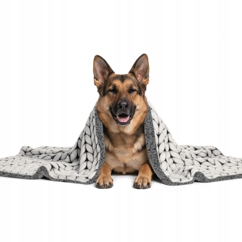 Polarowy koc dla dużego psa 100x150cm miękki do legowiska z barankiem