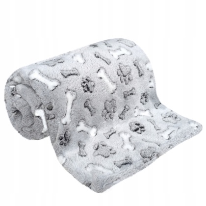 Polarowy koc dla kota psa 70x50cm kostki łapki miękki do legowiska