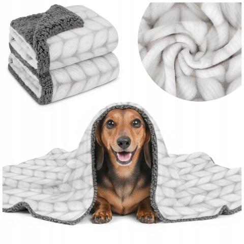 Polarowy koc dla psa kota 100x70cm miękki do legowiska z barankiem