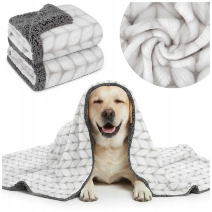 Polarowy koc dla dużego psa 100x150cm miękki do legowiska z barankiem