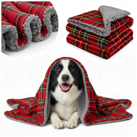 Polarowy koc dla psa kota 100x70cm miękki do legowiska z barankiem