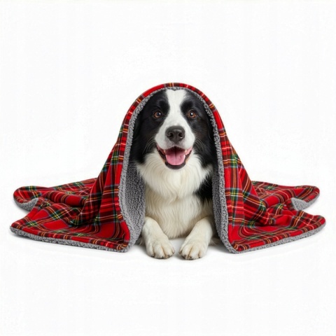 Polarowy koc dla psa kota 100x70cm miękki do legowiska z barankiem