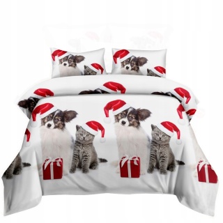 KOMPLET POŚCIELI ŚWIĄTECZNEJ 160x200 + 2 POSZEWKI 70x80 DWUSTRONNA