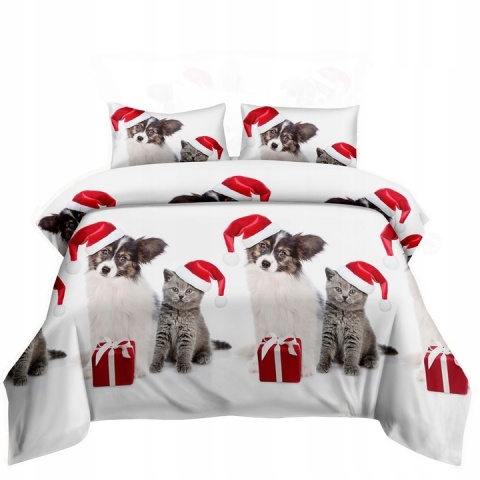 KOMPLET POŚCIELI ŚWIĄTECZNEJ 160x200 + 2 POSZEWKI 70x80 DWUSTRONNA