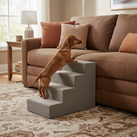 Schody Dla Psa DOGGURU 4 stopnie - 60x30x40 cm - Beżowy