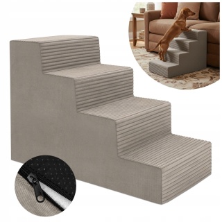 Schody Dla Psa DOGGURU 4 stopnie - 60x30x40 cm - Beżowy