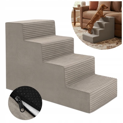 Schody Dla Psa DOGGURU 4 stopnie - 60x30x40 cm - Beżowy