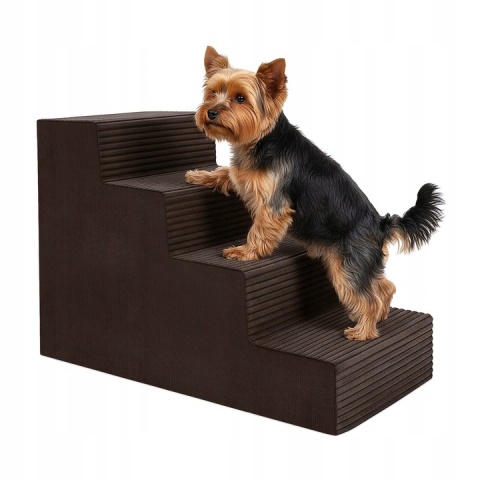 Schody Dla Psa DOGGURU 4 stopnie - 60x30x40 cm - Brązowy