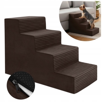 Schody Dla Psa DOGGURU 4 stopnie - 60x30x40 cm - Brązowy