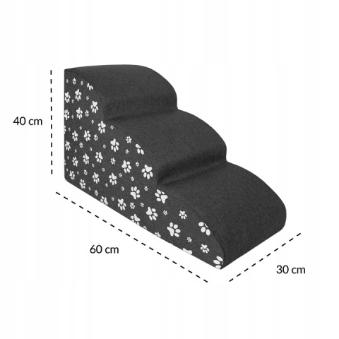 Schody Dla Psa Łagodne DOGGURU 3 stopnie - 60x30x40 cm -Łapki