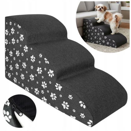 Schody Dla Psa DOGGURU 4 stopnie - 60x30x40 cm - Szary