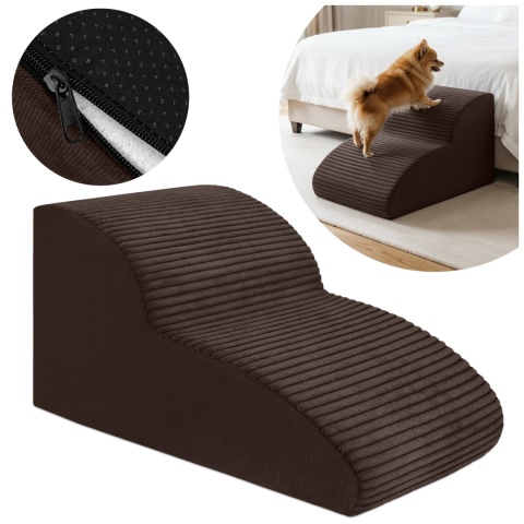 Schody Dla Psa DOGGURU HOP 2 stopnie - 50x30x30 cm - Stripes Brąz