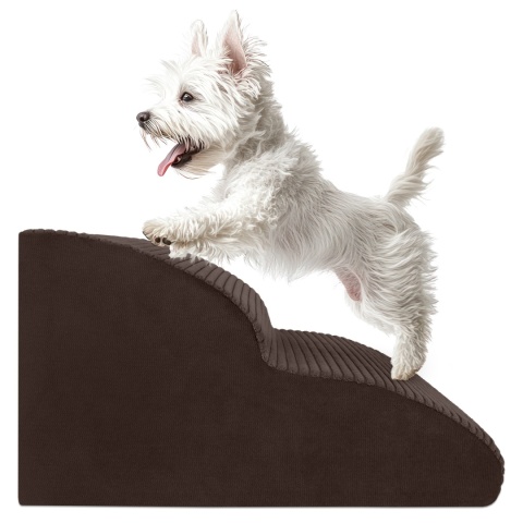 Schody Dla Psa DOGGURU HOP 2 stopnie - 50x30x30 cm - Stripes Brąz