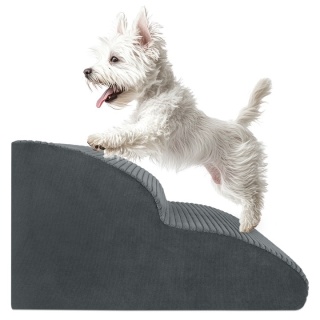 Schody Dla Psa DOGGURU Łagodne 2 stopnie - 50x30x30 cm - Stripes Szary