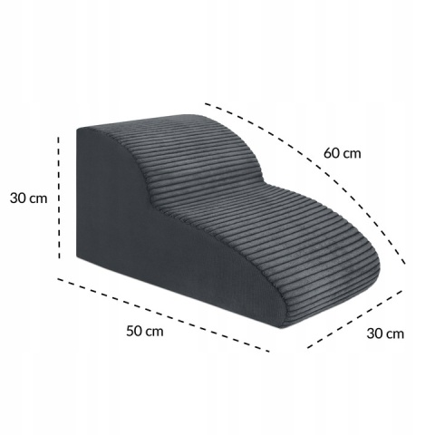 Schody Dla Psa DOGGURU Łagodne 2 stopnie - 50x30x30 cm - Stripes Szary