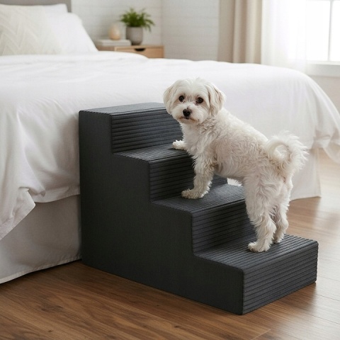 Schody Dla Psa DOGGURU 4 stopnie - 60x30x40 cm - Szary