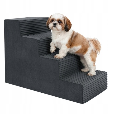 Schody Dla Psa DOGGURU 4 stopnie - 60x30x40 cm - Szary
