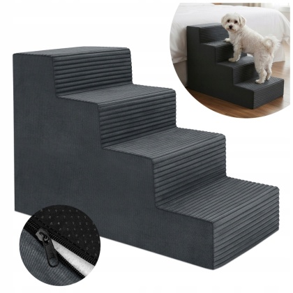 Schody Dla Psa DOGGURU 4 stopnie - 60x30x40 cm - Szary