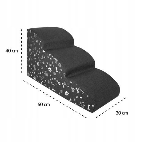 Schody Dla Psa Łagodne DOGGURU 3 stopnie - 60x30x40 cm Łapki Kostki