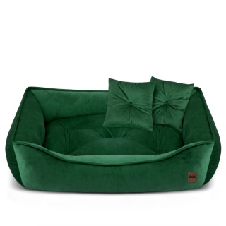 Sofa Kanapa Dla Psa i Kota 70x50 cm L VELVET - Zielona + Poduszki